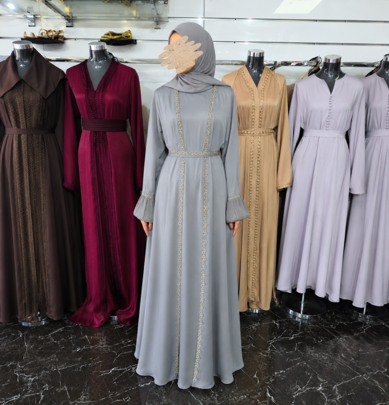 abaya gris perle dubai chic robe