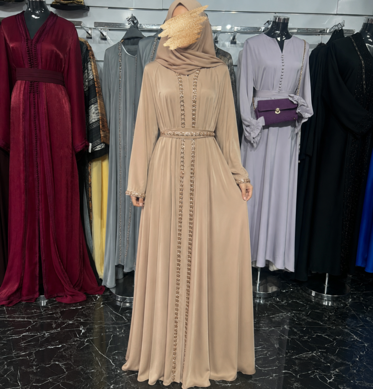 abaya kimono champagne dubai chic beige