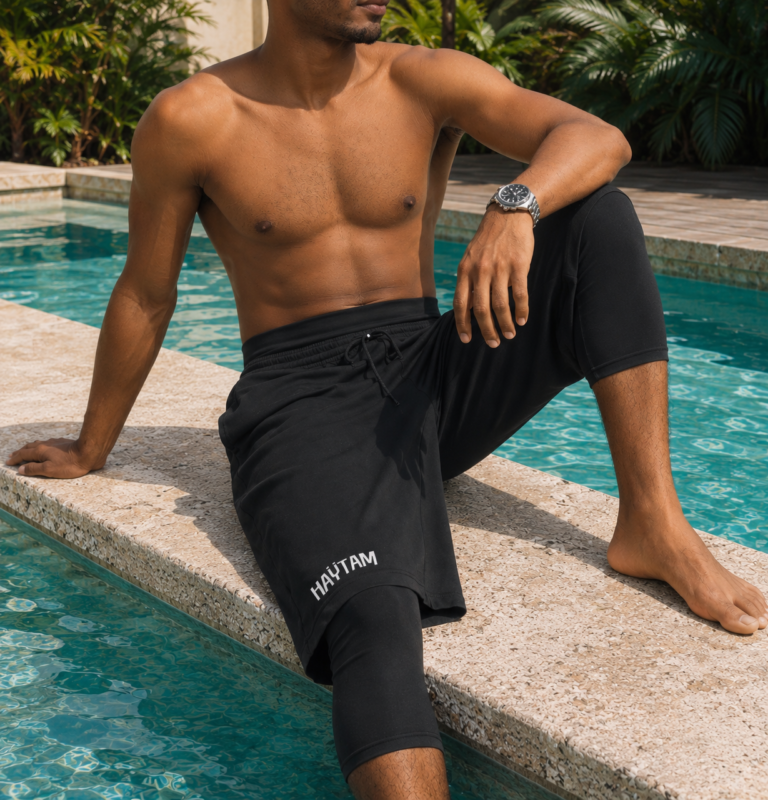 short de bain haytam noir
